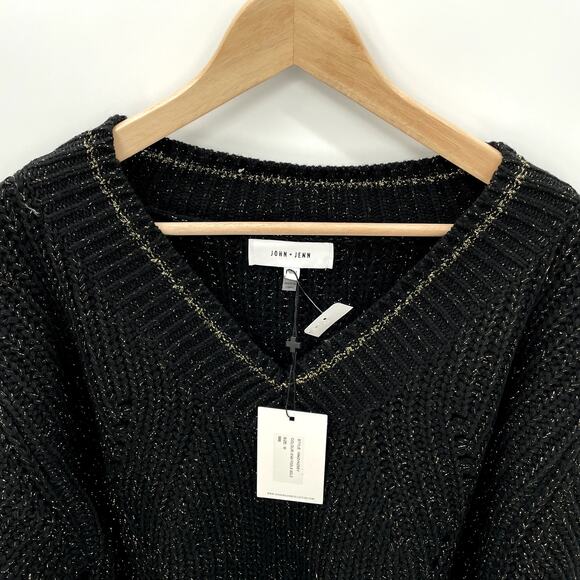 John & Jenn Evereve NWT Black Fabio Sweater with Gold Shimmer // M - Picture 4 of 12